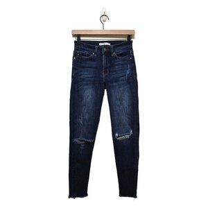 Kancan Miranda Distressed Raw Hem Skinny Crop Jeans Sz 24